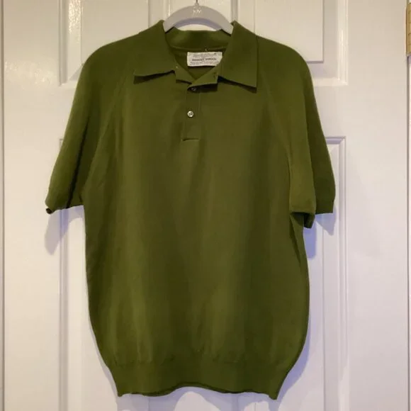 VTG 70's Arnold Palmer / Robert Bruce Knit Polo Sweater - Olive, Medium - Picture 1 of 5